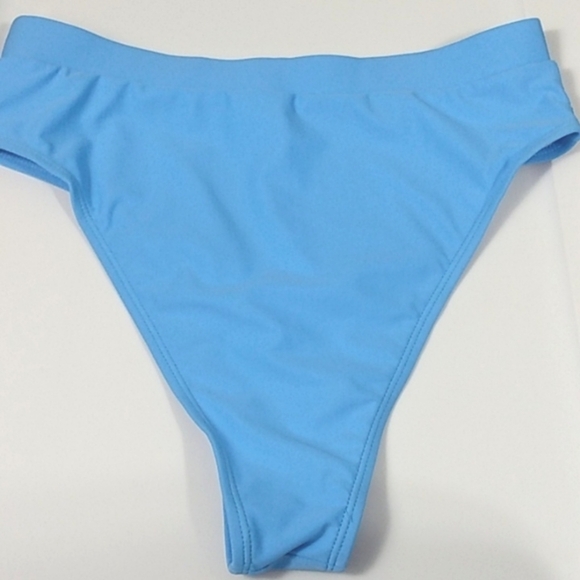 174-SKY BLUE BANDEAU TOP & HIGH WAIST BOTTOM BIKINI SET SIZE LARGE NWOT - Picture 7 of 9